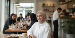 Hasil foto estetik di cafe yang diedit menggunakan prompt Gemini AI. (Sumber: Gemini AI)