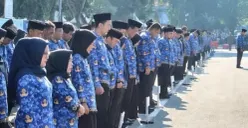 Para ASN di lingkungan Pemkab Lebak saat mengikuti upacara. (Sumber: Istimewa)