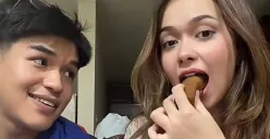 Rebecca Klopper dan Shaquille Sultan Pahlevi, adik dari selebgram Lula Lahfah. (Sumber: Instagram/@risol.bu_tatu)