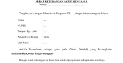Ilustrasi contoh surat keterangan mengajar tenaga pendidik aktif dalam kegiatan belajar mengajar. (Sumber: Istimewa)