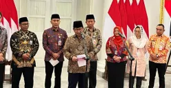 Gubernur Jakarta Pramono Anung saat menyampaikan pernyataan kepada awak media mengenai El Nino di Balai Kota DKI Jakarta, Kamis, 16 April 2026. (Sumber: Poskota/M Tegar Jihad)