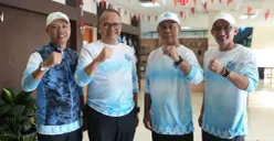 Ketua KONI Depok Herry Suprianto didampingi Ketua KONI Jabar dan pengurus di Pemkot Depok, Minggu 26 April 2026. (Sumber: Poskota/Angga Pahlevi)