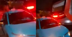 Taksi Hijau Green SM diduga jadi penyebab awal kecelakaan KA Argo Bromo dengan KRL Commuter Line. (Sumber: X/TMCPoldmMetr)