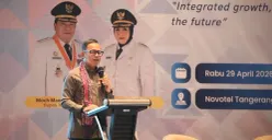 Wamendagri Bima Arya Sugiarto dalam Seminar Nasional Diskusi Aglomerasi Sustainable Aglo-City Summit 2026 di Novotel Tangerang BSD City, Kabupaten Tangerang, Banten, Rabu, 29 April 2026. (Sumber: Dok. Kemendagri)