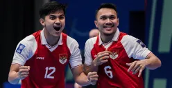 Pemain Timnas Futsal Indonesia merayakan gol ke gawang Jepang pada semifinal Piala Asia Futsal 2026 di Indonesia Arena, Jakarta. (Sumber: Poskota/Bilal)
