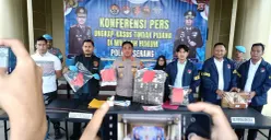 Jumpa pers Polres Serang terkait tindak pidana sepanjang Januari 2026. (Sumber: Poskota/Rahmat Haryono)