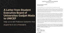 Kasus bunuh diri anak di NTT mendorong BEM UGM menyurati UNICEF. Fokus kritik pada akses pendidikan, ketimpangan sosial, dan prioritas anggaran pemerintah. (Sumber: Instagram/@bem.ugm)