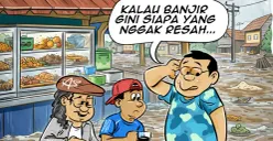 Obrolan warteg tentang banjir, Senin, 8 Februari 2026. (Sumber: Poskota/Arif Setiadi)