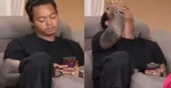 Reza Arap teteskan air mata diduga teringat mendiang Lula Lahfah di marapthon (Sumber: TikTok/@yosuanicolubis24)