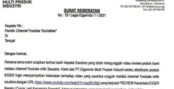 Tangkapan layar isi surat keberatan Eiger kepada konten kreator (Sumber: Thread/@gladystrisnawati)
