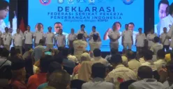 Rapat Koordinasi Nasional (Rakornas) II Konfederasi Serikat Pekerja Seluruh Indonesia (KSPSI) sekaligus deklarasi Federasi Serikat Pekerja Penerbangan Indonesia (FSPPI), Kamis, 12 Februari 2026. (Sumber: Istimewa)