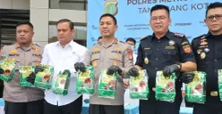 Polres Metro Tangerang Kota saat melakukan konferensi pers pengungkapan sabu 25 kilogram jaringan internasional. (Sumber: Dok. Polres Metro Tangerang Kota)