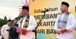 Gubernur Jakarta Pramono Anung saat menyampaikan pernyataan kepada awak media di Taman Ayodia, Jakarta Selatan, Jumat, 20 Februari 2026. (Sumber: Poskota/M Tegar Jihad)