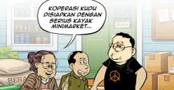 Ilustrasi obrolan warteg edisi hari ini membahas wacana penghentian ekspansi minimarket untuk memberi ruang kepada program Koperasi Desa Merah Putih. (Sumber: Poskota/Arif Setiadi)