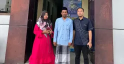 Sopir ojek (tengah) yang ditetapkan sebagai tersangka atas kecelakaan hingga tewaskan penumpangnya di Kabupaten Pandeglang. (Sumber: Dok. Pribadi)