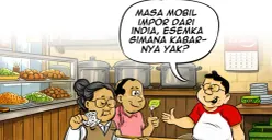 Ilustrasi obrolan warteg edisi Selasa, 24 Februari 2026 tentang wacana impor mobil dari India untuk kebutuhan Koperasi Desa Merah Putih. (Sumber: Poskota/ Arif Setiadi)