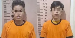 Dua pelaku curanmor saat diamankan di Mapolsek Karawaci. (Sumber: Dok. Polsek Karawaci)