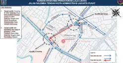 Ilustrasi uji coba rekayasa lalu lintas di Jalan Salemba Tengah, Jakarta Pusat. (Sumber: Instagram/@dishubdkijakarta)