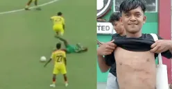 Momen evakuasi Firman Nugraha setelah insiden benturan keras dalam pertandingan Liga 4 Jawa Timur yang memicu sorotan publik terhadap sportivitas pemain. (Sumber: Dok/PSSI Jawa Timur)