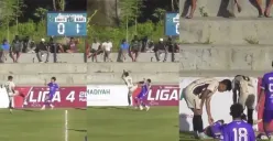 Video viral tendangan berbahaya pemain KAFI Jogja ke wajah pemain UAD FC di Liga 4. (Sumber: X/@gilabola_ina)