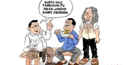 Obrolan Warteg tentang kasus kuota haji. (Sumber: Poskota/Arif Setiadi)