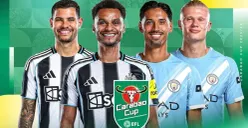 Pertandingan Newcastle vs Man City di semifinal leg 1 Carabao Cup 2026 (Sumber: Vidio.com)