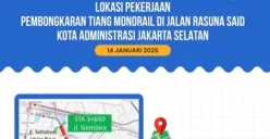 Rekayasa lalin di HR Rasuna Said Kuningan imbas proyek pembongkaran tiang monorel (Sumber: Instagram/@dishubdkijakarta)