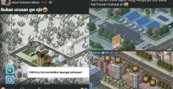 Tampilan kota virtual buatan pemain Indonesia di game Theotown yang viral di media sosial awal 2026. (Sumber: Facebook/Thetown Indonesia)