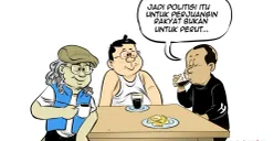 Obrolan Warteg tentang Sandiaga Uno mengklaim politik bukan ladang mencari uang. (Sumber: Poskota/Arif Setiadi)