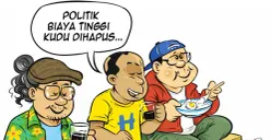 Obrolan Warteg tentang sistem pilkada. (Sumber: Poskota/ Arif Setiadi)