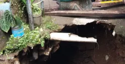 Kondisi tanah ambles di Desa Tugu Selatan, Kecamatan Cisarua, Puncak, Kabupaten Bogor. (Sumber: Dok. BPBD Bogor)