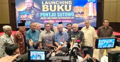 Mantan Ketua Mahkamah Agung Republik Indonesia, Bagir Manan, dalam peluncuran buku “Pontjo Sutowo: Jihad Melawan Ketidakadilan” di Hotel Sultan Jakarta, Sabtu, 13 Juni 2026. (Sumber: Istimewa)