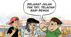 Ilustrasi Obrolan Warteg: Selamat Jalan Pak Try, Negarawan Bersahaja edisi Selasa, 3 Maret 2026. (Sumber: Poskota/ Arif Setiadi)