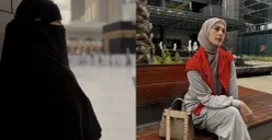 Paula Verhoeven tampil mengenakan busana muslimah bercadar saat menjalankan ibadah umrah di Mekkah dan membagikan refleksi spiritual menyentuh di depan Ka'bah. (Sumber: Instagram/@paula_verhoeven)