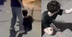 Tangkapan layar medis sosial seorang begal tertangkap setelah ditabrak oleh suami korban di Pekayon, Bekasi Selatan, Selasa, 3 Maret 2026. (Sumber: Istimewa)