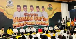 Gubernur Jakarta, Pramono Anung menghadiri Nuzulul Quran 1447 Hijriah di kantor DPP Partai Golkar Jakarta, Cikini, Jakarta Pusat, Sabtu, 7 Maret 2026. (Sumber: Poskota/M. Tegar Jihad)
