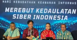 Formasi menggaungkan pentingnya kedaulatan siber Indonesia di tengah konflik geopolitik global di Jakarta, Sabtu, 7 Maret 2026. (Sumber: Poskota/Pandi Ramedhan)
