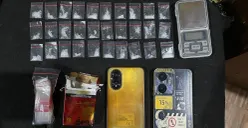Barang bukti yang diamankan dari dua pengedar sabu yang ditangkap petugas Satresnarkoba Polres Serang. (Sumber: Dok. Satresnarkoba Polres Serang)