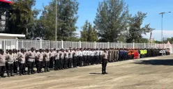 Apel pasukan Operasi Ketupat Lodaya 2026 di kawasan Stadion Pakansari, Cibinong, Kabupaten Bogor, Kamis, 12 Maret 2026. (Sumber: Poskota/Giffar Rivana)