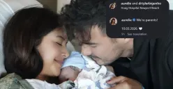 Aurelie Moeremans melahirkan bayi laki-laki pada 10 Maret 2026. Potret pertama bersama buah hati diunggah melalui Instagram. (Sumber: Instagram/@aurelie dan @drtylerbigenho)