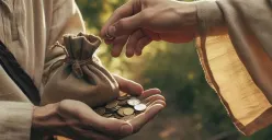 Ilustrasi seorang muslim memberikan sedekah kepada orang yang membutuhkan sebagai bentuk kepedulian sosial dan amalan yang dianjurkan dalam Islam. (Sumber: Pinterest)