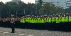 Apel Operasi Ketupat 2026 untuk mengamankan jalur mudik lebaran di Lapangan Silang Monas, Gambir, Jakarta Pusat, Kamis, 12 Maret 2026. (Sumber: Dok. Polda Metro Jaya)