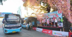 Astra Honda Motor memberangkatkan 2.521 peserta melalui program Mudik Balik Bareng Honda 2026. (Sumber: Poskota/Erwan Hartawan)