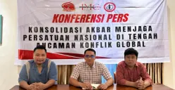 Konferensi pers konsolidasi akbar menjaga persatuan nasional yang digelar organisasi pemuda Komrad Pancasila. (Sumber: Istimewa)