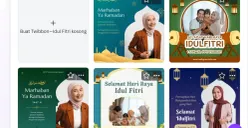 Cara buat Twibbon Lebaran Idul Fitri 2026 di Canva. (Sumber: Tangkapan layar/Canva)