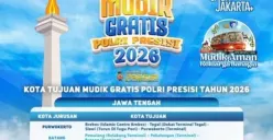 Mudik Gratis Polri Presisi 2026 dibuka hari ini Senin 16 Maret 2026. (Sumber: Instagram/@tmcpoldametro)