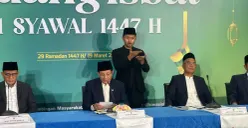 Konferensi pers penetapan 1 Syawal 1447 Hijriah jatuh pada Sabtu, 21 Maret 2026. (Sumber: Poskota/Ali Mansur)
