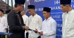 6 WBP Rutan Kelas I Tangerang yang menerima remisi dan langsung bebas. (Sumber: Poskota/Veronica)