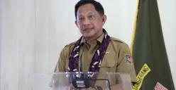 Mendagri Tito Karnavian di Gedung Serba Guna (GSG) Tigaraksa, Kabupaten Tangerang, Banten, Senin, 30 Maret 2026. (Sumber: Dok. Kemendagri)