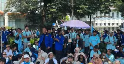 Ilustrasi buruh yang menggelar May Day 2026 di Monas pada Jumat, 1 Mei 2026. (Sumber: Poskota/Pandi Ramedhan)